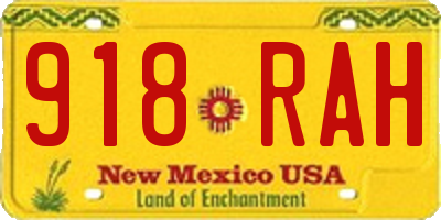 NM license plate 918RAH