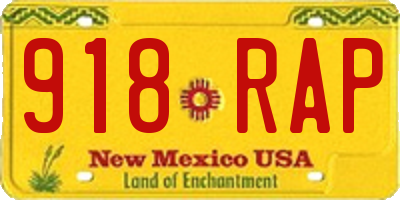 NM license plate 918RAP