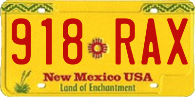 NM license plate 918RAX