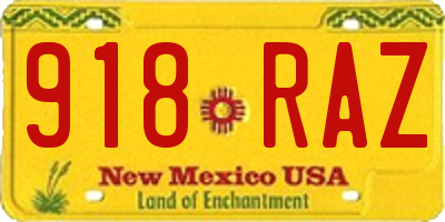 NM license plate 918RAZ