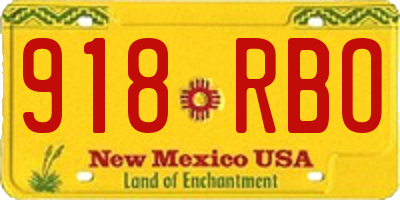 NM license plate 918RBO