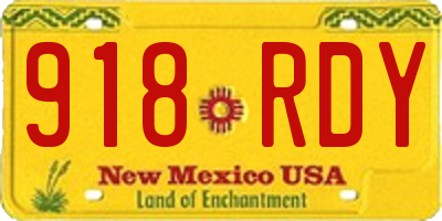 NM license plate 918RDY