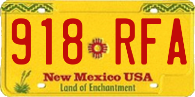 NM license plate 918RFA
