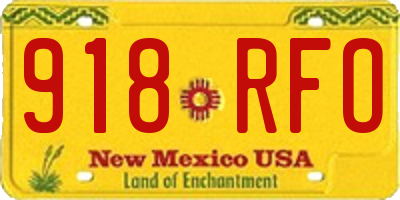NM license plate 918RFO