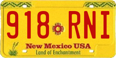 NM license plate 918RNI