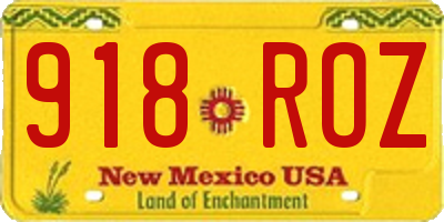 NM license plate 918ROZ