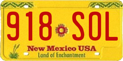 NM license plate 918SOL