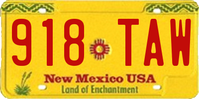 NM license plate 918TAW