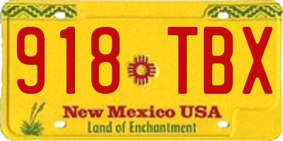 NM license plate 918TBX