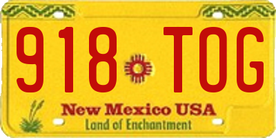 NM license plate 918TOG