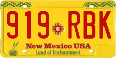 NM license plate 919RBK