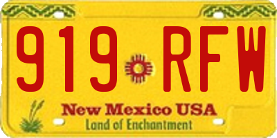 NM license plate 919RFW