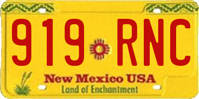 NM license plate 919RNC