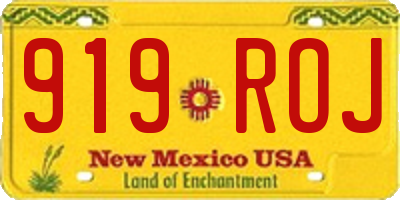 NM license plate 919ROJ