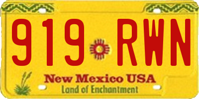 NM license plate 919RWN