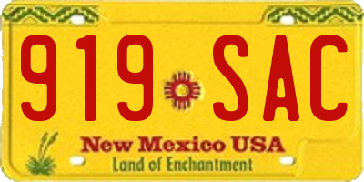 NM license plate 919SAC
