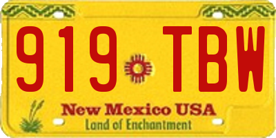 NM license plate 919TBW