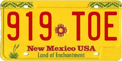 NM license plate 919TOE