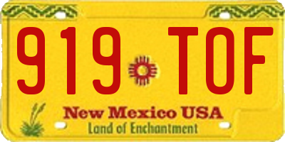 NM license plate 919TOF