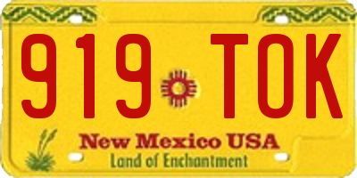 NM license plate 919TOK