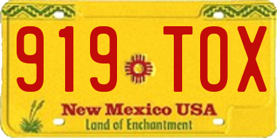 NM license plate 919TOX