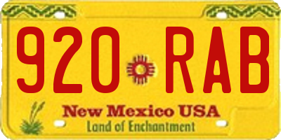 NM license plate 920RAB