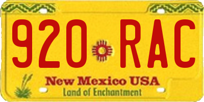 NM license plate 920RAC