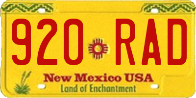 NM license plate 920RAD