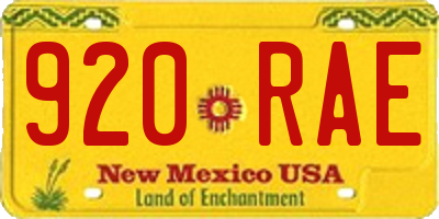 NM license plate 920RAE