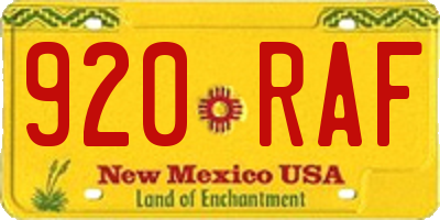 NM license plate 920RAF