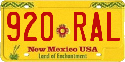 NM license plate 920RAL