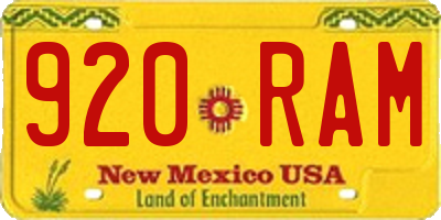 NM license plate 920RAM