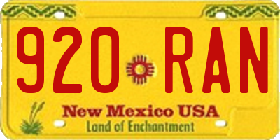 NM license plate 920RAN