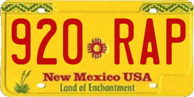 NM license plate 920RAP
