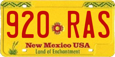 NM license plate 920RAS