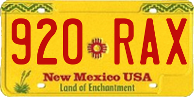 NM license plate 920RAX