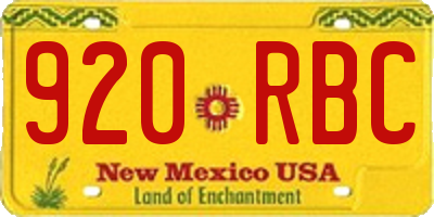 NM license plate 920RBC