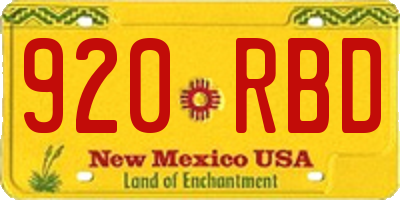 NM license plate 920RBD