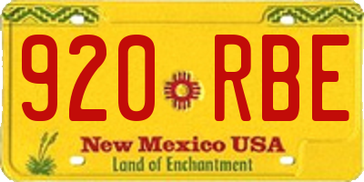NM license plate 920RBE