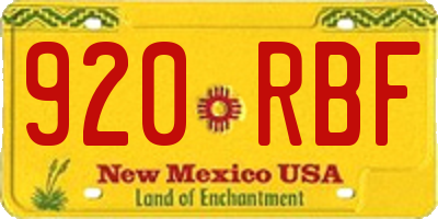 NM license plate 920RBF
