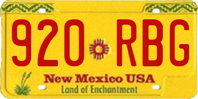 NM license plate 920RBG