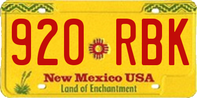 NM license plate 920RBK