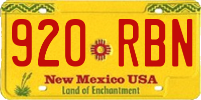 NM license plate 920RBN