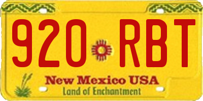 NM license plate 920RBT