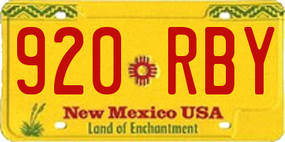 NM license plate 920RBY