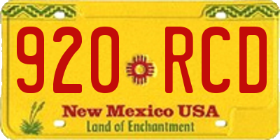 NM license plate 920RCD
