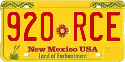 NM license plate 920RCE