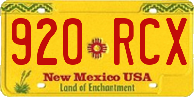 NM license plate 920RCX
