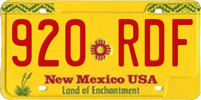 NM license plate 920RDF