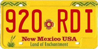 NM license plate 920RDI